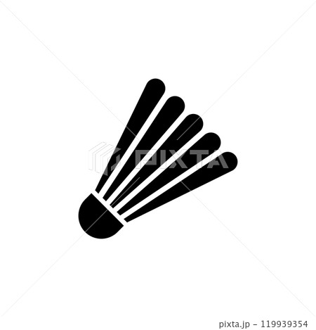Minimalistic black silhouette icon of a badminton shuttlecock, perfect for sports and fitness designs 119939354