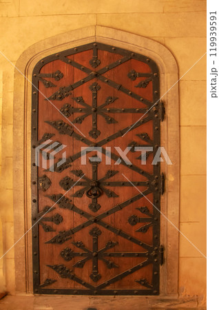 Bojnice, Slovakia -06.11.2022: Details of castle interior. Romantic castle with gothic and Renaissance elements built in 12th century. 119939591