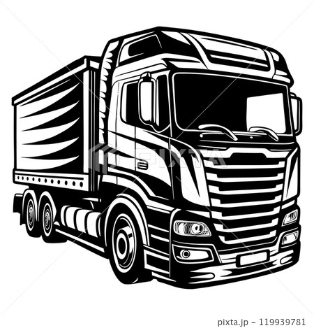 Monochrome illustration with a truck as a template for the design 119939781
