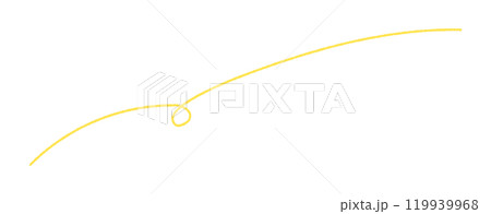 手書きのくるんとカールしている黄色い横長の線のあしらい - シンプルでおしゃれなデザイン素材 119939968