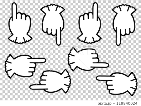 Lace gloves pointing mark set (black and white) Lace gloves pointing mark set (black and white) 119940024