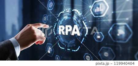 RPA Robotic Process Automation system. Artificial intelligence concept RPA Robotic Process Automation system. Artificial intelligence concept 119940404