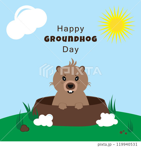 Happy Groundhog Day. Vector Illustration. Greeting card, poster and banner 119940531