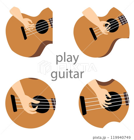 Vector people. Playing acoustic guitar. Hands playing guitar. Vector illustration Vector people. Playing acoustic guitar. Hands playing guitar. Vector illustration 119940749