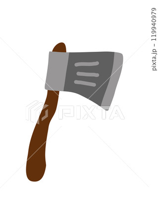 Minimalist axe design with wooden handle on white background 119940979