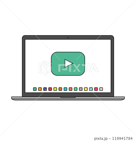 laptop icon in the style thin line flat design isolated on white background. vector illustration laptop icon in the style thin line flat design isolated on white background. vector illustration 119941784