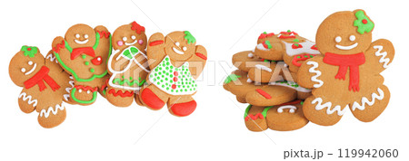 christmas gingerbread cookie isolated on white background christmas gingerbread cookie isolated on white background 119942060