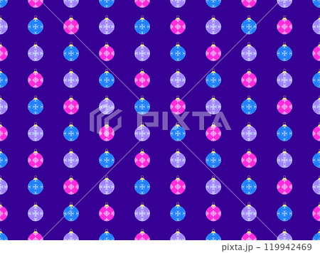 Christmas balls seamless pattern. Christmas Tree Balls is decorated with snowflakes patterns. Christmas Tree Balls. Xmas design for wrappers, covers, banners and posters. Vector illustration Christmas balls seamless pattern. Christmas Tree Balls is decorated with snowflakes patterns. Christmas Tree Balls. Xmas design for wrappers, covers, banners and posters. Vector illustration 119942469