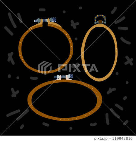 Embroidery three hoops brown needlework vector art 119942816