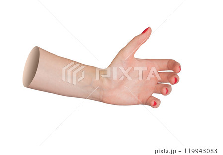 Hand gesture, palm, fingers reaching out to grab or hold something, showing perspective, grip. 119943083