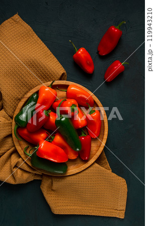 Mini sweet pepper, set, colored peppers, top view, no people, assortment, Mini sweet pepper, set, colored peppers, top view, no people, assortment, 119943210