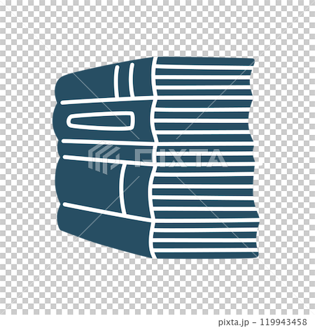 Doodle pile of books icon in minimalistic style. Knowledge symbol 119943458