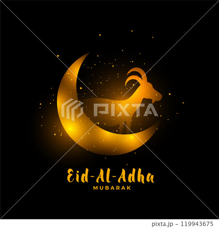 eid al adha golden background with goat and moon eid al adha golden background with goat and moon 119943675