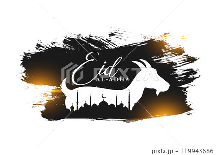 bakrid wishes greeting background with goat and mosque design 119943686