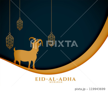 bakrid 2021 wishes card with goat and hanging lanterns 119943699