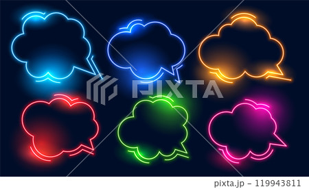 chat cloud style neon frames set 119943811