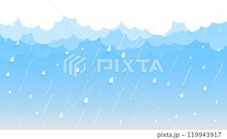 rainfall background with clouds and droplets 119943917
