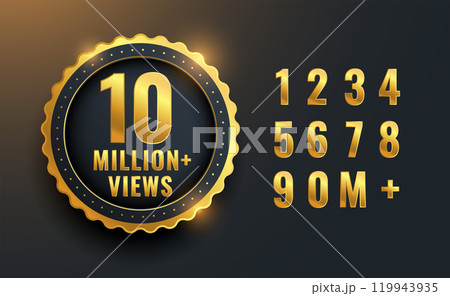 10 million or 10m views celebration label design 119943935
