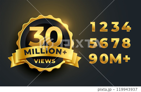 30 million or 30M views celebration golden label design 119943937