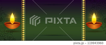 diwali diya banner with text space 119943960