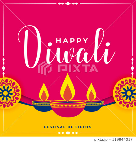 happy diwali greeting in flat colors 119944017