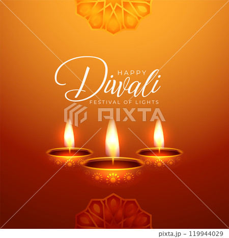 diwali festival background with oil diya lamps 119944029