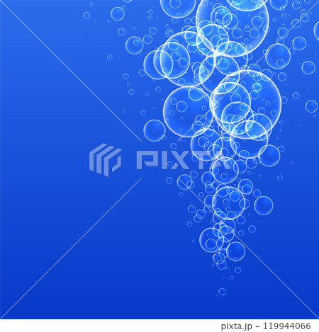 floating water bubbles on blue background floating water bubbles on blue background 119944066