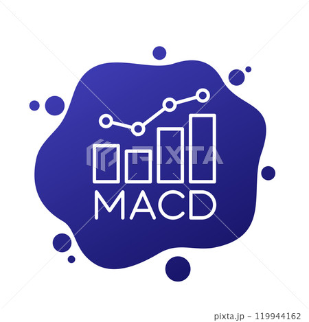 MACD trading indicator icon, line vector MACD trading indicator icon, line vector 119944162