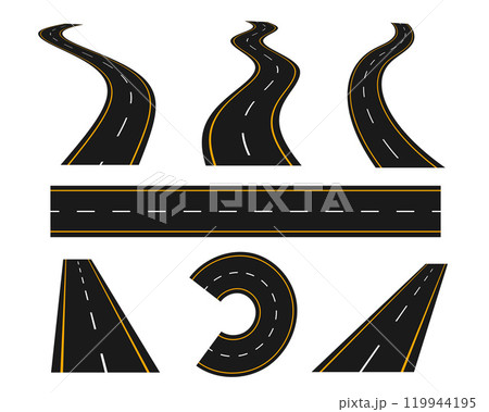 tracks and winding road curve pathway set tracks and winding road curve pathway set 119944195