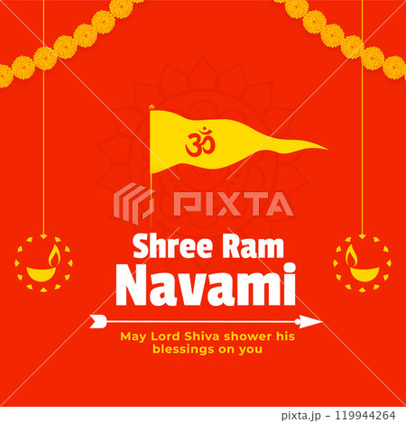shree ram navami wishes card in flat colors 119944264
