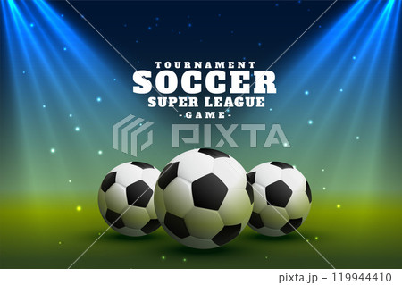 realistic soccer football league background with spot focus lights 119944410