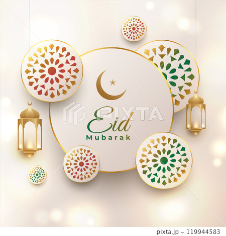 eid mubarak elegant decorative greeting design 119944583