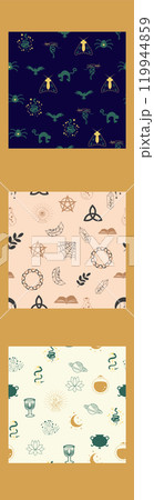 Vertical border, set Magic and heavens seamless pattern, with magical elements, of the witchcraft theme 119944859