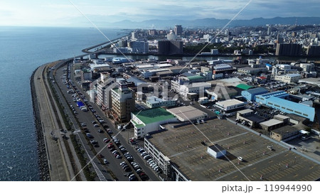 鹿児島市錦江町の海岸線の空撮 鹿児島市錦江町の海岸線の空撮 119944990