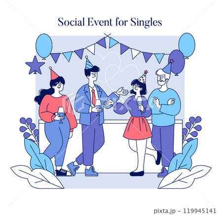 A fun gathering for singles to mingle, connect, and enjoy a lively atmosphere filled with joy and interaction 119945141