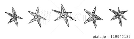 Hand drawn star with crayon and pencil texture. Kid friendly shape with sketchy brush lines. Cute element with playful texture. Flat vector illustration isolated on white background Hand drawn star with crayon and pencil texture. Kid friendly shape with sketchy brush lines. Cute element with playful texture. Flat vector illustration isolated on white background 119945185