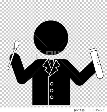 Silhouette icon illustration of a researcher holding laboratory equipment 119945723