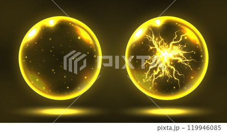 Crystal magic ball, mystic prophecy orb with lightning inside 119946085