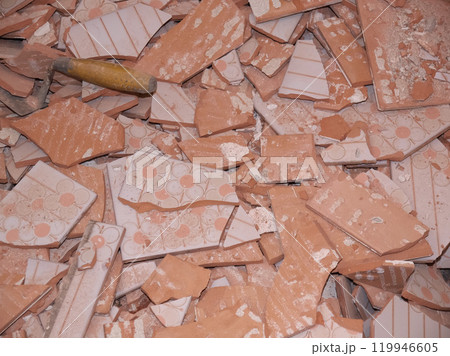 bathroom demolition rubble 119946605