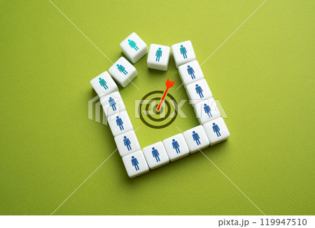 Gather around a common goal. Teamwork. Collaboration of participants. Teamwork and goal achievement. 119947510
