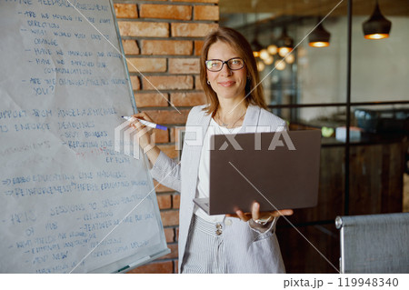 Creating a Professional Presentation Within a Sleek and Modern Office Environment 119948340