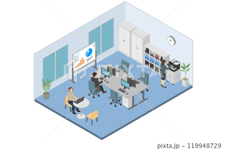 アイソメトリックイラスト：オフィス 119948729