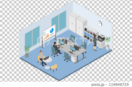 アイソメトリックイラスト：オフィス 119948729