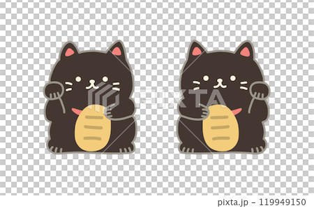 A set of cute black lucky cats 119949150