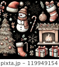 クリスマス素材クラシック 119949154