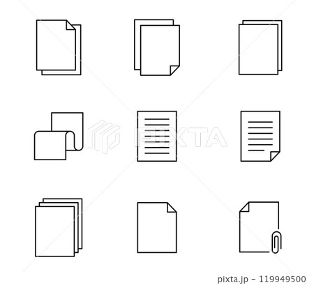 色々な書類のアイコンイラストセット ベクター 色々な書類のアイコンイラストセット ベクター 119949500