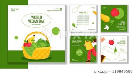Vegan Lifestyle Social Media Post Template for World Vegan Day 119949596