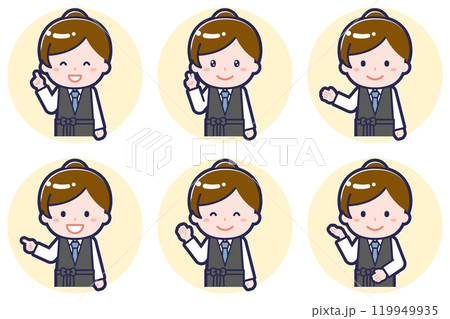 女性バーテンダーのポーズセット_03 119949935