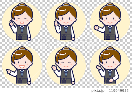 女性バーテンダーのポーズセット_03 119949935