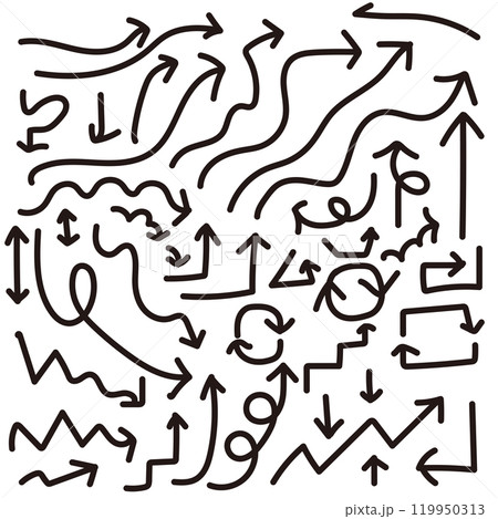 手書きの矢印のベクターイラストセット 119950313